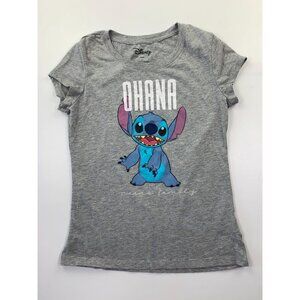 Disney Girl's L Grey Stitch Ohana Means Family T-Shirt